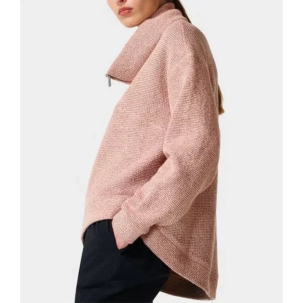 NWT Sweaty Betty Oversized Restful Boucle Half-Zip Cowl Mock Neck Sweater size M